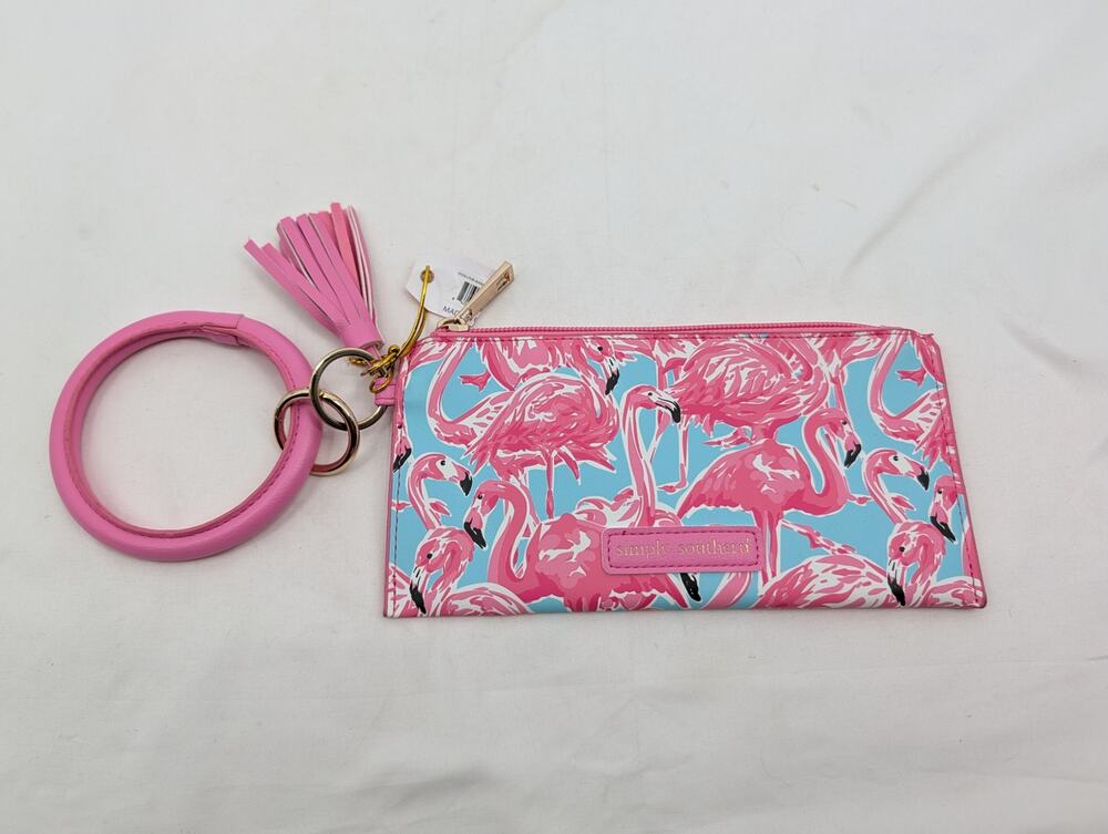 NWT Simply Southern Flamingo Print Wallet Bangle Resort Cruise Vacation Coastal